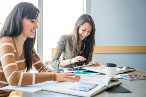 Students working together at desk